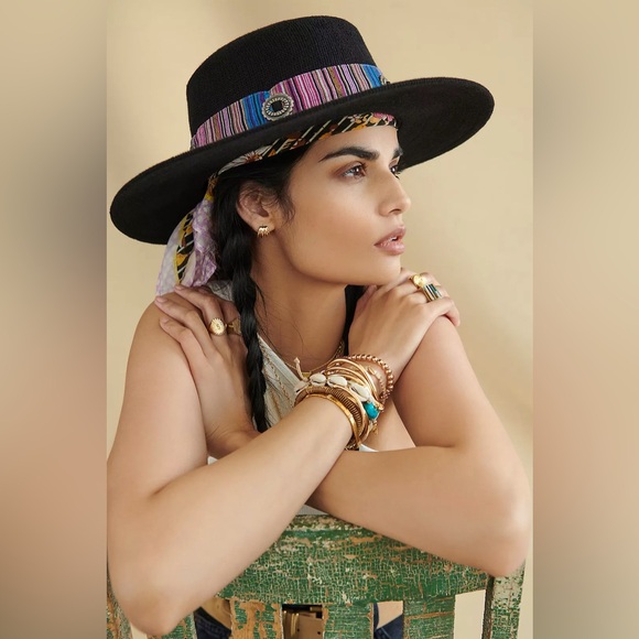 Anthropologie Accessories - Anthropologie Western Trimmed Boater Hat